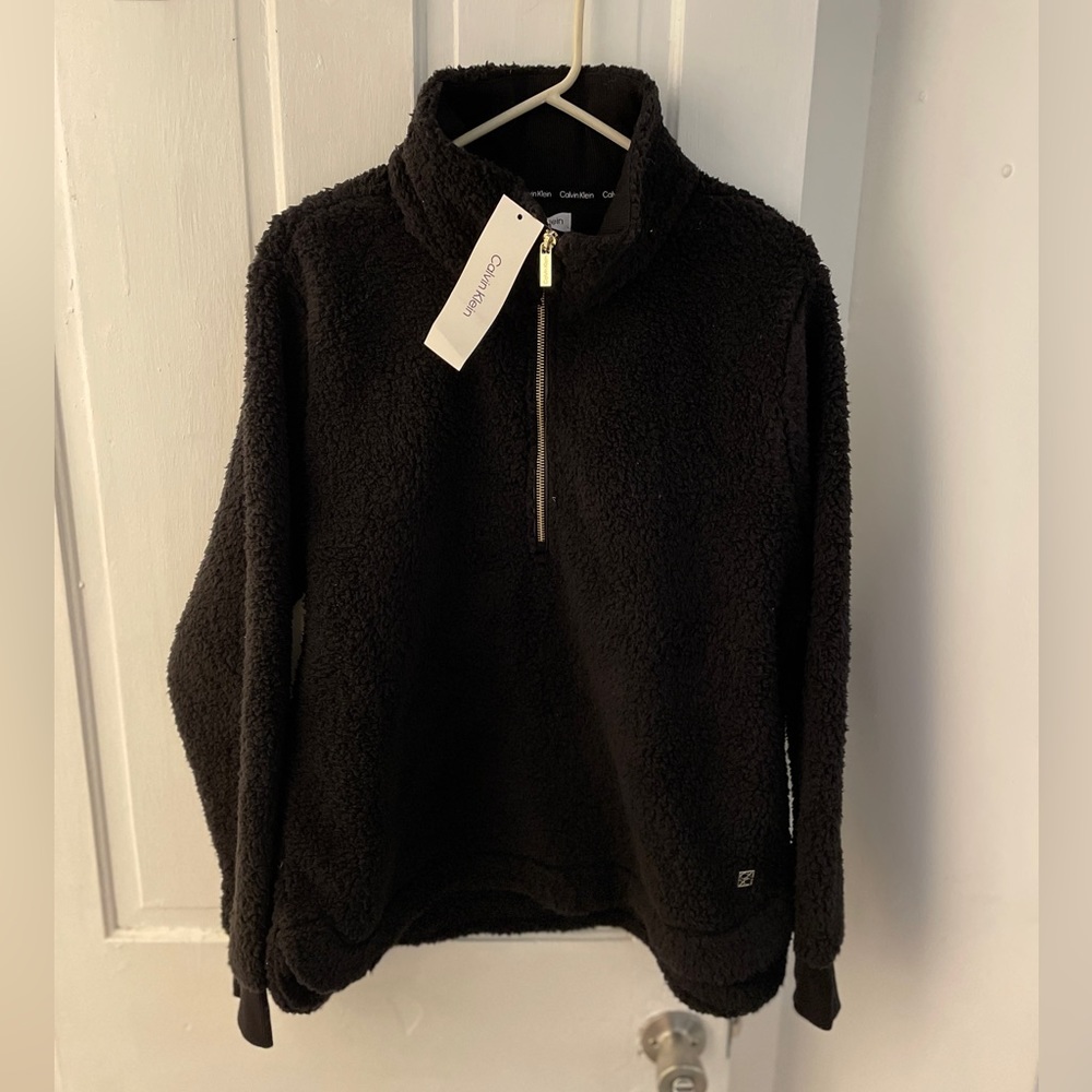 Black Calvin Klein Sherpa Quarter Zip